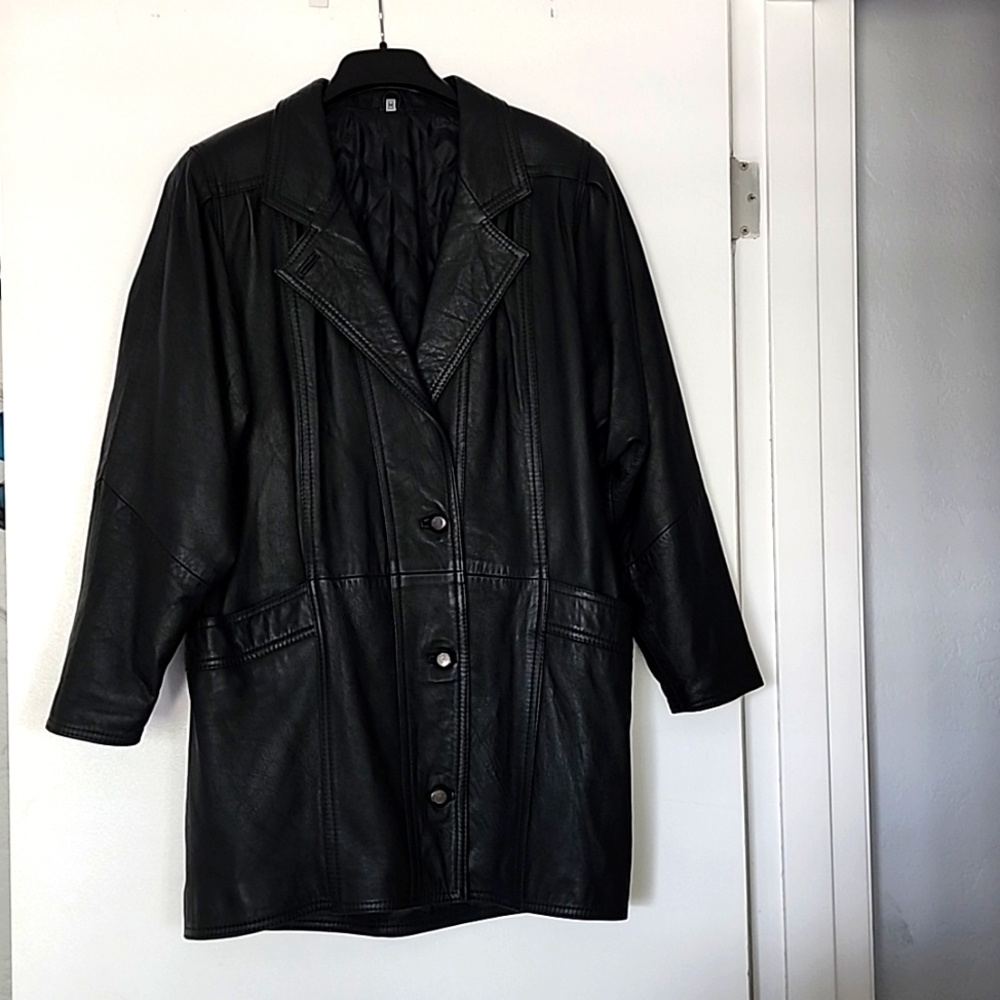Vintage genuine Leather Trench Coat Women's Jacket